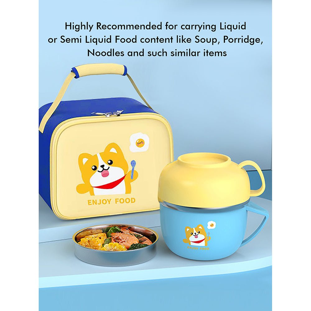 Light Blue small size, Foxy Dual Handle Soup and Noodles Lunch Box with matching Cover - Little Surprise BoxLight Blue small size, Foxy Dual Handle Soup and Noodles Lunch Box with matching Cover