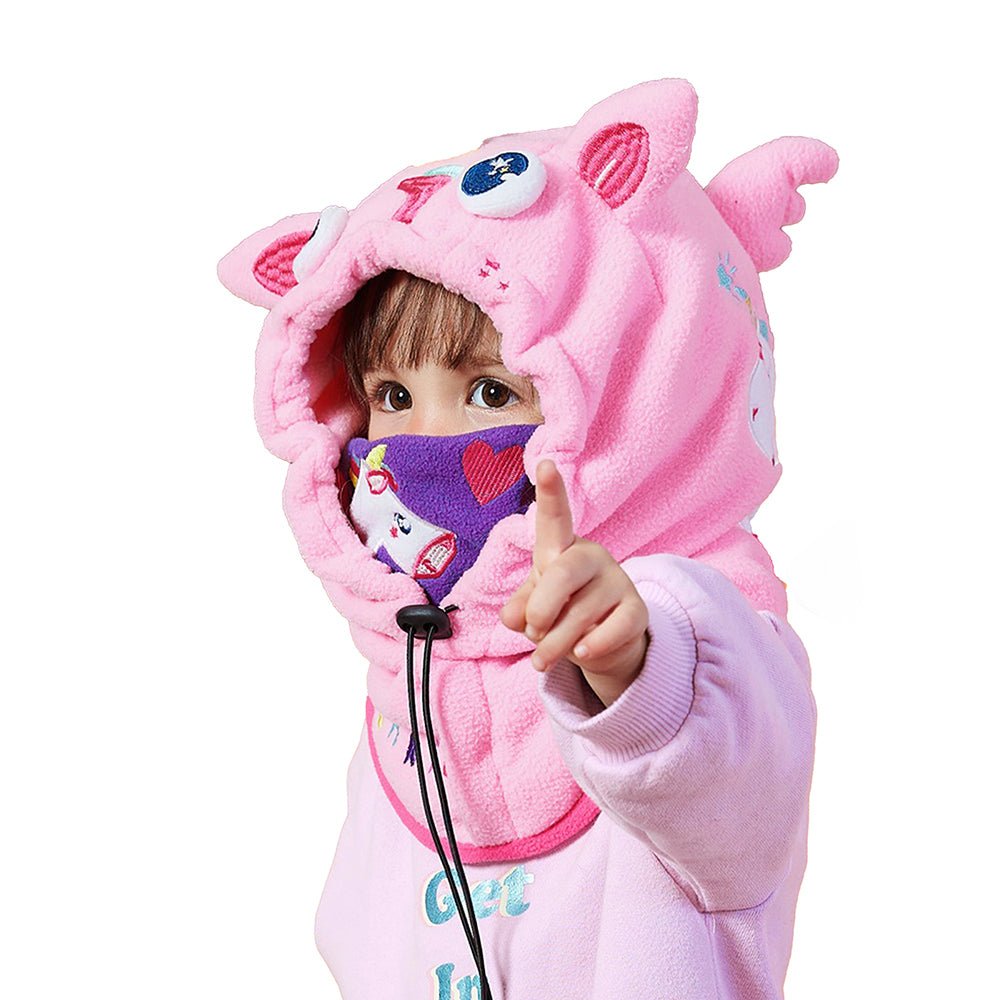 Light Pink Uni Fleece Winter Cap covering Mouth, Neck and Head - Little Surprise BoxLight Pink Uni Fleece Winter Cap covering Mouth, Neck and Head