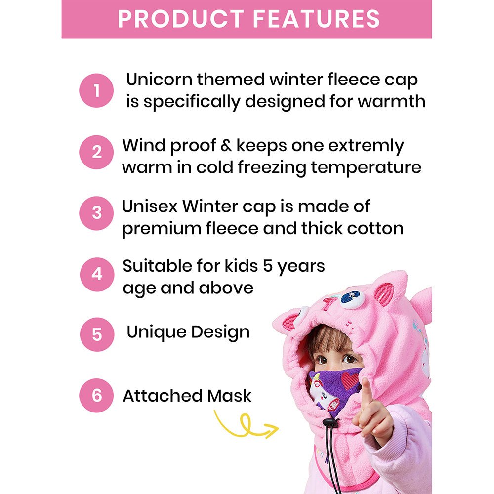 Light Pink Uni Fleece Winter Cap covering Mouth, Neck and Head - Little Surprise BoxLight Pink Uni Fleece Winter Cap covering Mouth, Neck and Head