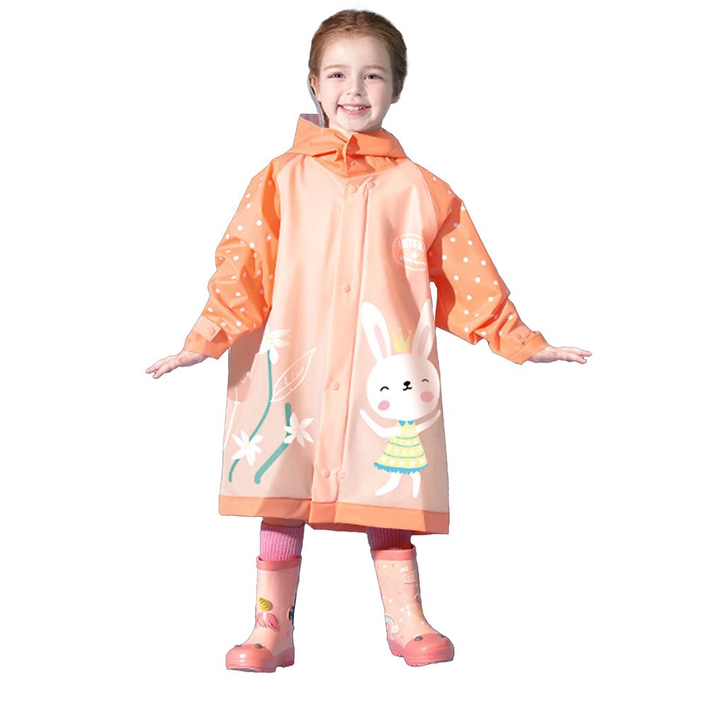 Little Surprise Box 3d Bunny Orange Sleeves & Hood Knee Length Raincoat for Kids - Little Surprise BoxLittle Surprise Box 3d Bunny Orange Sleeves & Hood Knee Length Raincoat for Kids