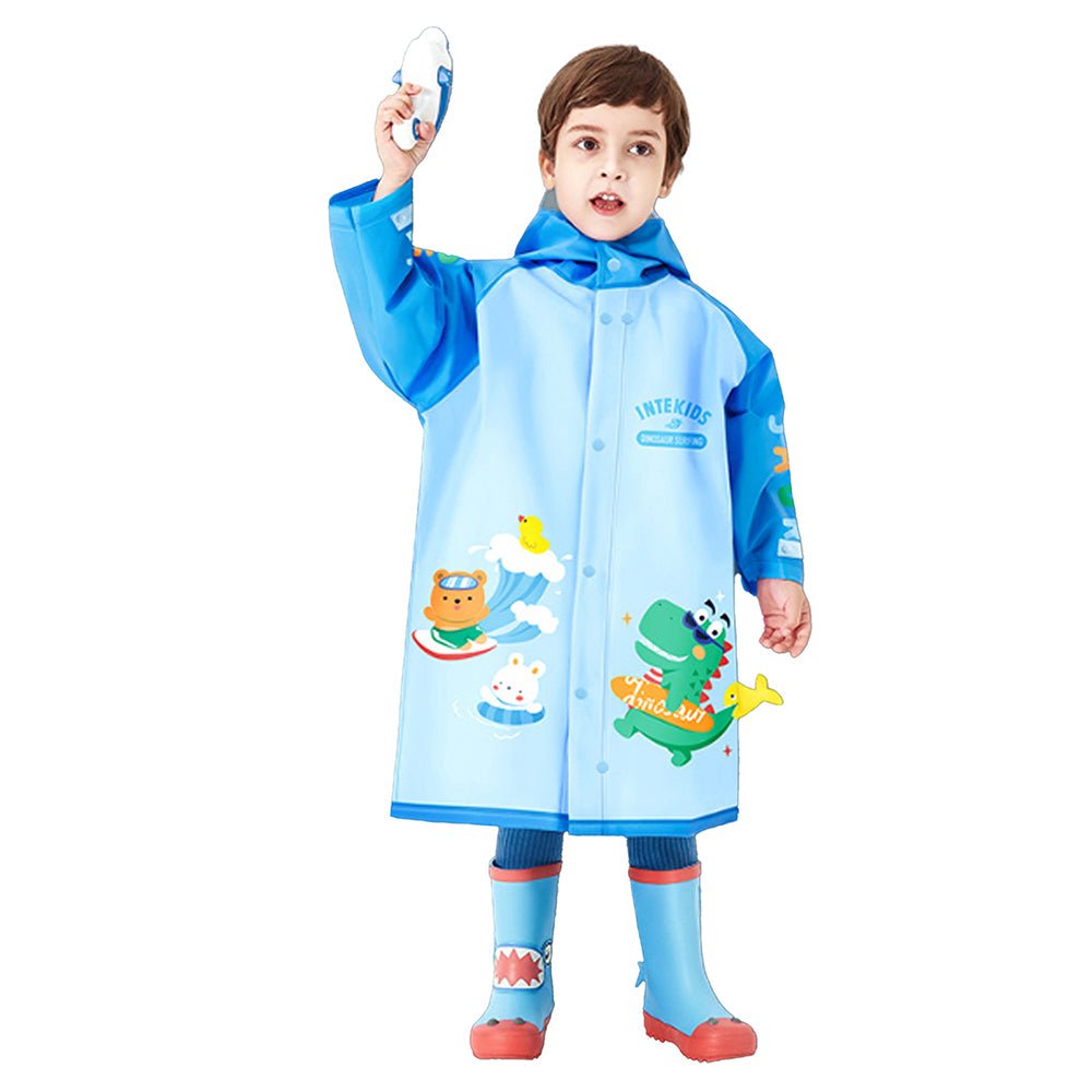 Little Surprise Box 3d Dino Blue Sleeves & Hood Knee Length Raincoat for Kids - Little Surprise BoxLittle Surprise Box 3d Dino Blue Sleeves & Hood Knee Length Raincoat for Kids