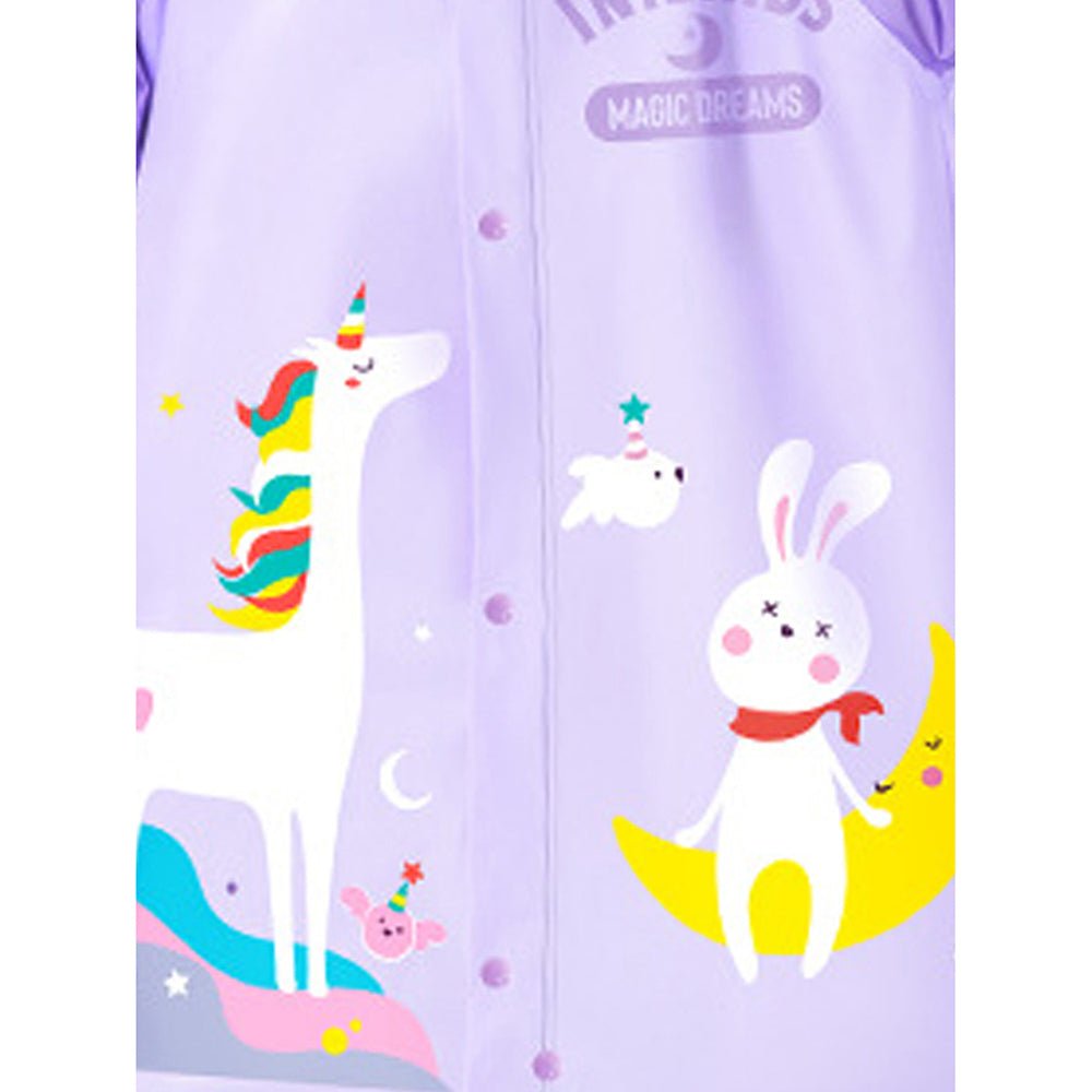 Little Surprise Box 3d Unicorn Lilac Sleeves & Hood Knee Length Raincoat for Kids - Little Surprise BoxLittle Surprise Box 3d Unicorn Lilac Sleeves & Hood Knee Length Raincoat for Kids