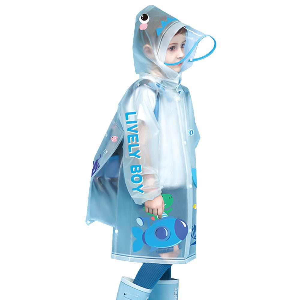 Little Surprise Box Blue Dino Submarine Transluscent Raincoat for Kids - Little Surprise BoxLittle Surprise Box Blue Dino Submarine Transluscent Raincoat for Kids