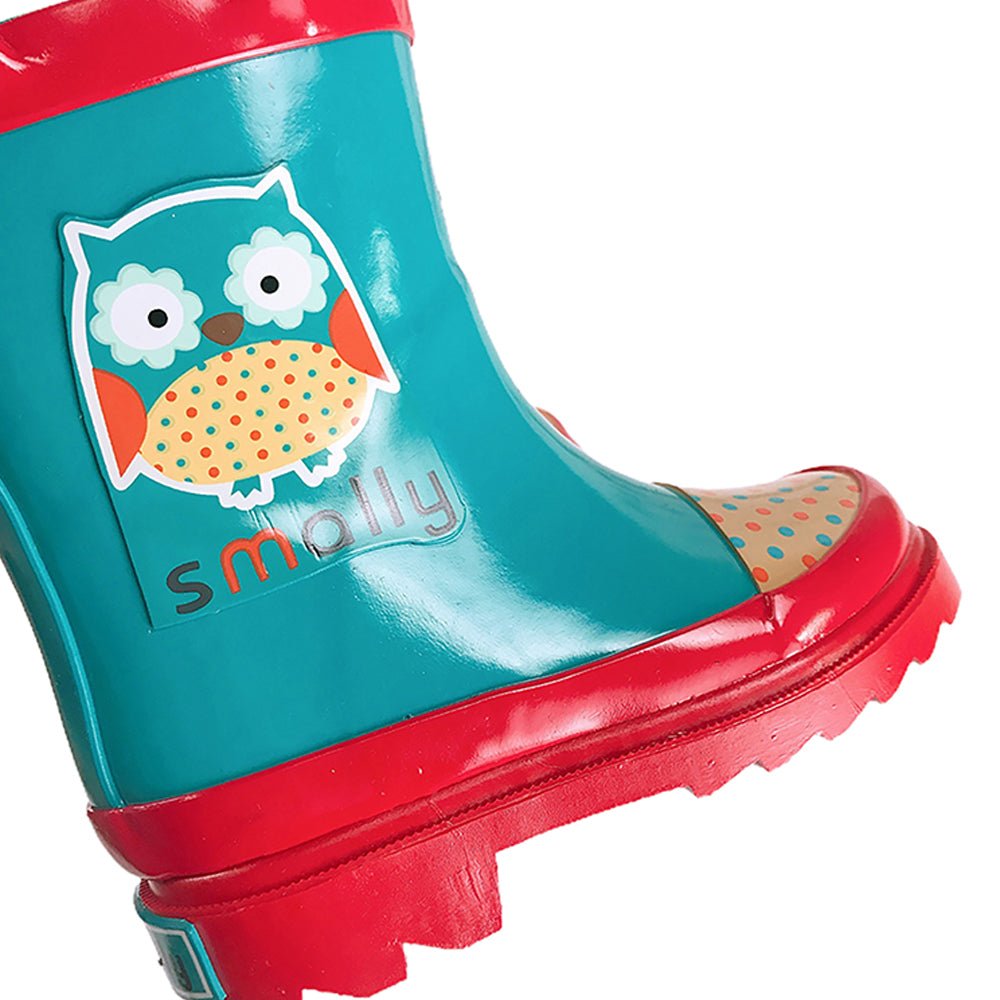 Little Surprise Box Blue Polka dots Owl Flexible Rubber Rain Gumboots for Toddlers and Kids - Little Surprise BoxLittle Surprise Box Blue Polka dots Owl Flexible Rubber Rain Gumboots for Toddlers and Kids