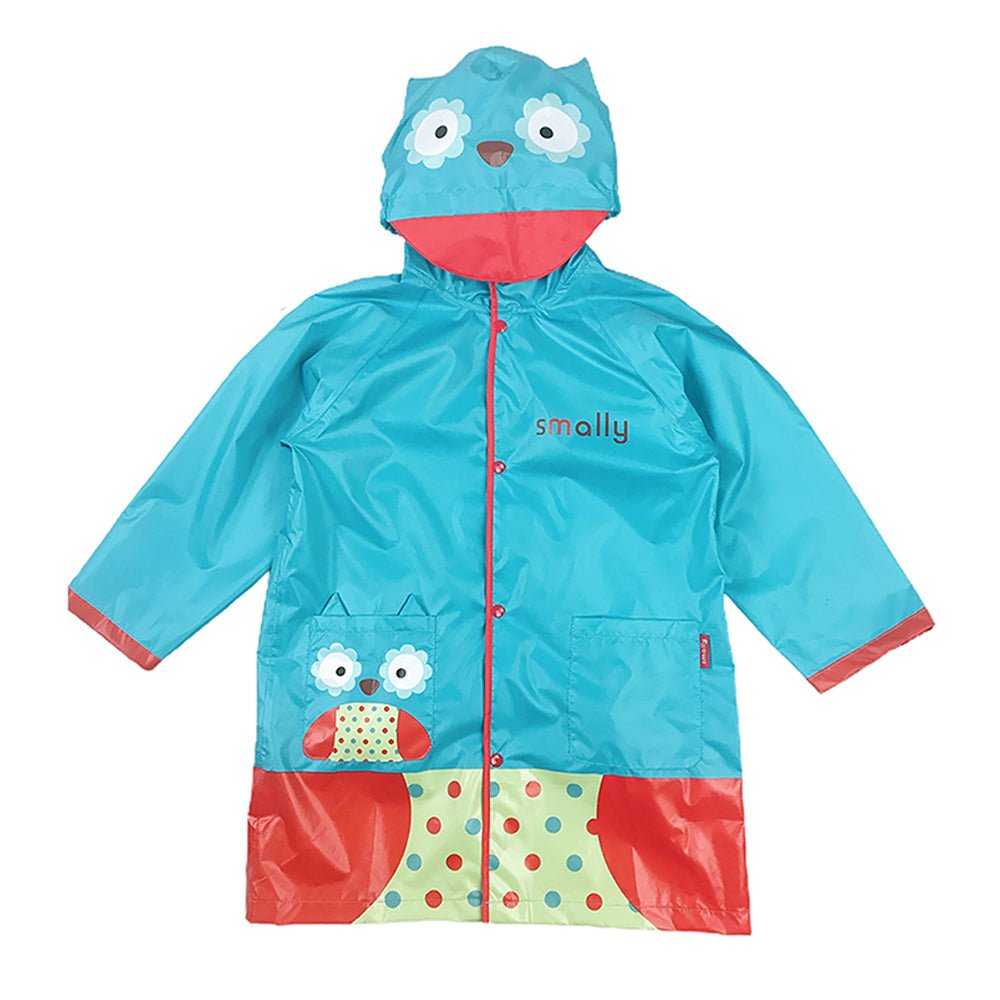 Little Surprise Box Blue Polka dots Owl Knee Length Raincoat for Kids - Little Surprise BoxLittle Surprise Box Blue Polka dots Owl Knee Length Raincoat for Kids