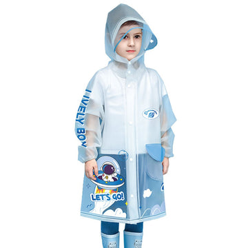 Little Surprise Box Blue Space print Transluscent Raincoat for Kids - Little Surprise BoxLittle Surprise Box Blue Space print Transluscent Raincoat for Kids