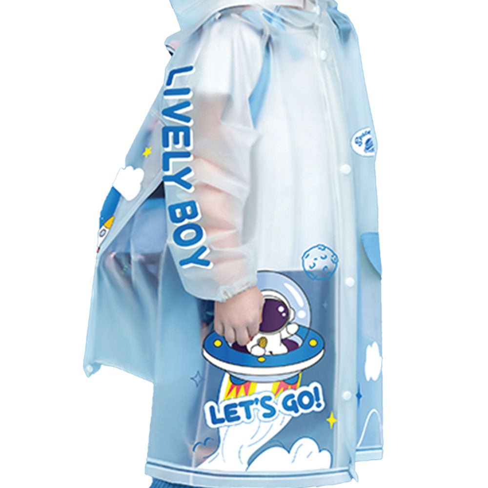 Little Surprise Box Blue Space print Transluscent Raincoat for Kids - Little Surprise BoxLittle Surprise Box Blue Space print Transluscent Raincoat for Kids