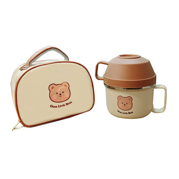 Little Surprise Box Cream & Brown Bear , Dual Handle Soup and Noodles Lunch Box with matching Cover - Little Surprise BoxLittle Surprise Box Cream & Brown Bear , Dual Handle Soup and Noodles Lunch Box with matching Cover