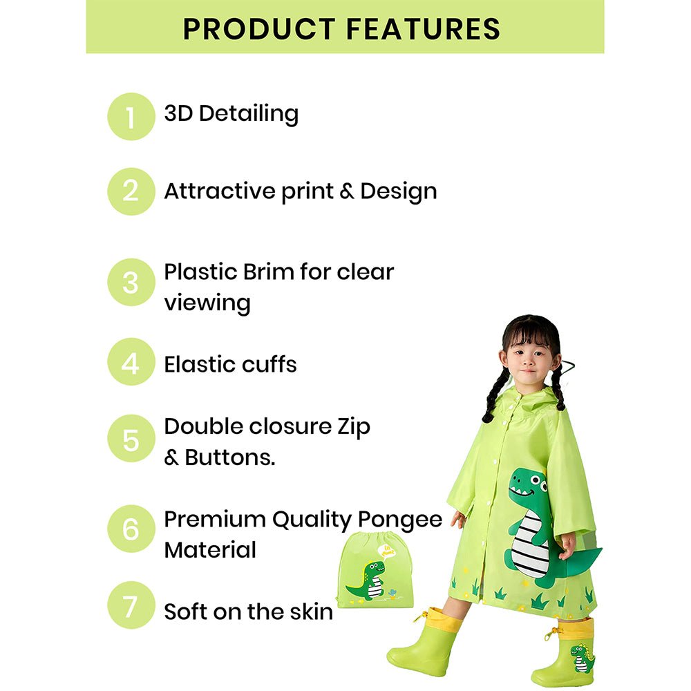 Little Surprise Box Fluorescent Green Dino Park Raincoat for Kids and Toddlers - Little Surprise BoxLittle Surprise Box Fluorescent Green Dino Park Raincoat for Kids and Toddlers