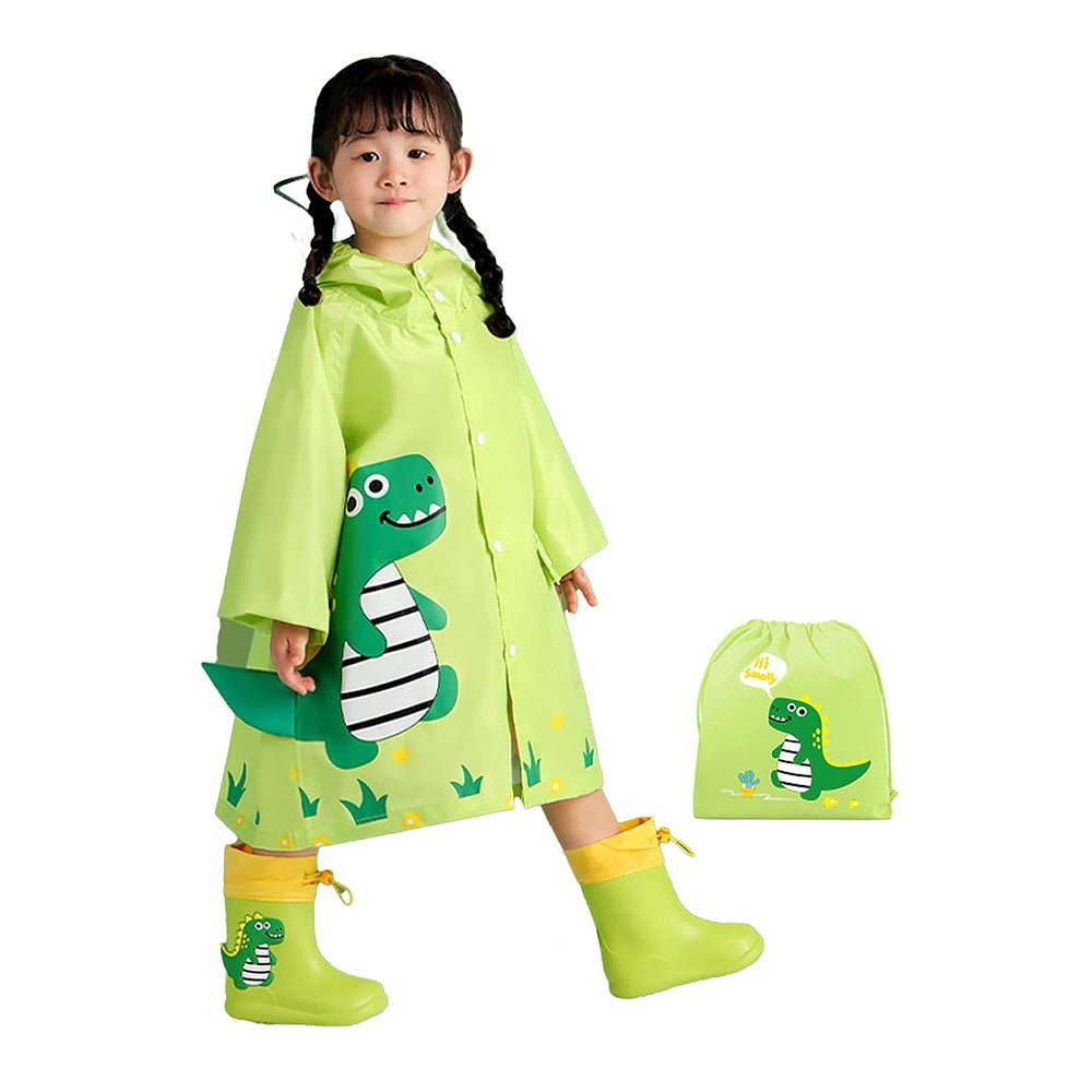 Little Surprise Box Fluorescent Green Dino Park Raincoat for Kids and Toddlers - Little Surprise BoxLittle Surprise Box Fluorescent Green Dino Park Raincoat for Kids and Toddlers