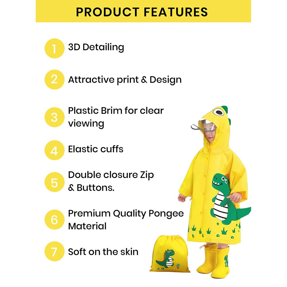 Little Surprise Box Fluorescent Yellow Dino Park Raincoat for Kids and Toddlers - Little Surprise BoxLittle Surprise Box Fluorescent Yellow Dino Park Raincoat for Kids and Toddlers