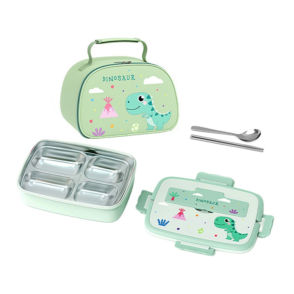 Little Surprise Box, Green Dino Big Size Stainless Steel Lunch Box with Insulated Matching Lunch Bag, stainless steel spoon and chopsticks for Kids and Adults - Little Surprise BoxLittle Surprise Box, Green Dino Big Size Stainless Steel Lunch Box with Insulated Matching Lunch Bag, stainless steel spoon and chopsticks for Kids and Adults