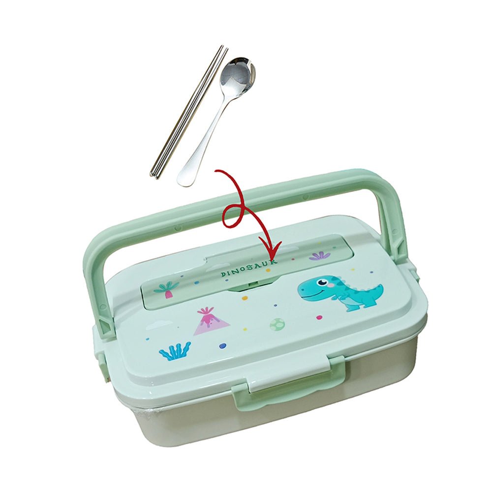 Little Surprise Box, Green Dino Big Size Stainless Steel Lunch Box with Insulated Matching Lunch Bag, stainless steel spoon and chopsticks for Kids and Adults - Little Surprise BoxLittle Surprise Box, Green Dino Big Size Stainless Steel Lunch Box with Insulated Matching Lunch Bag, stainless steel spoon and chopsticks for Kids and Adults