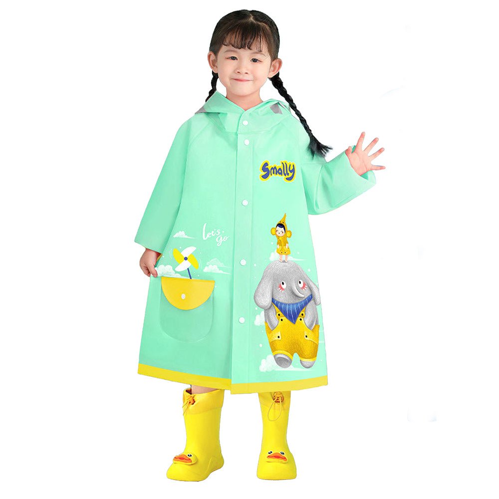 Little Surprise Box Mint Green Elephant Print Raincoat for Kids and Toddlers - Little Surprise BoxLittle Surprise Box Mint Green Elephant Print Raincoat for Kids and Toddlers