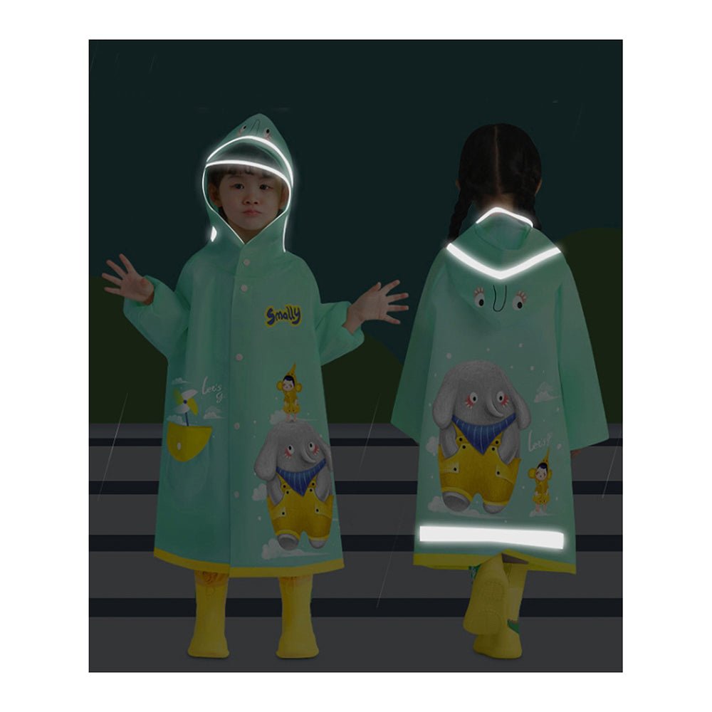 Little Surprise Box Mint Green Elephant Print Raincoat for Kids and Toddlers Little Surprise Box