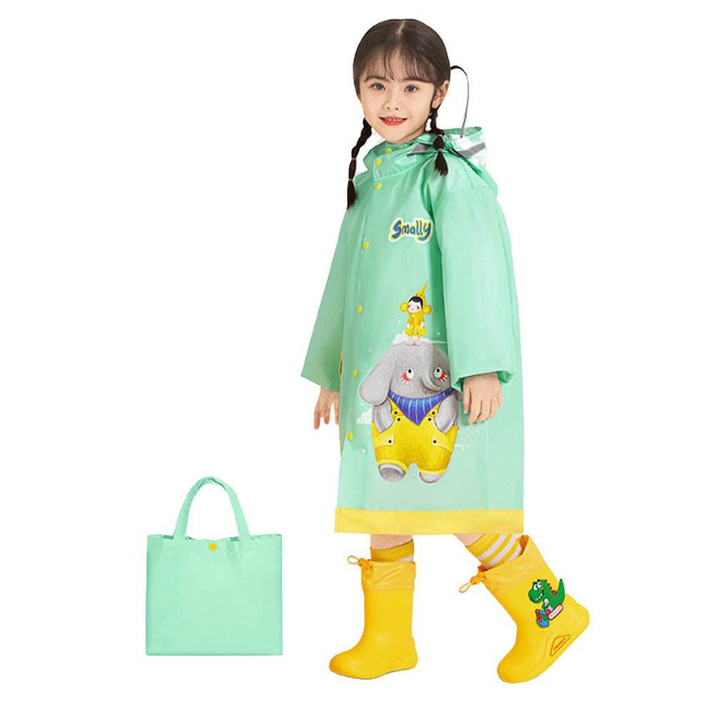 Little Surprise Box Mint Green Elephant Print Raincoat for Kids and Toddlers - Little Surprise BoxLittle Surprise Box Mint Green Elephant Print Raincoat for Kids and Toddlers