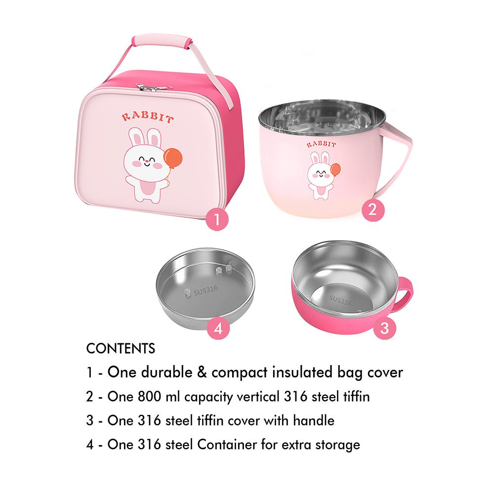 Little Surprise Box Pink Big Size, Bunny Dual Handle, Soup and Noodles Lunch Box with matching Cover - Little Surprise BoxLittle Surprise Box Pink Big Size, Bunny Dual Handle, Soup and Noodles Lunch Box with matching Cover