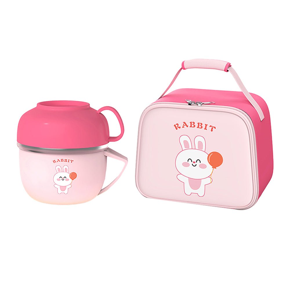 Little Surprise Box Pink Big Size, Bunny Dual Handle, Soup and Noodles Lunch Box with matching Cover - Little Surprise BoxLittle Surprise Box Pink Big Size, Bunny Dual Handle, Soup and Noodles Lunch Box with matching Cover