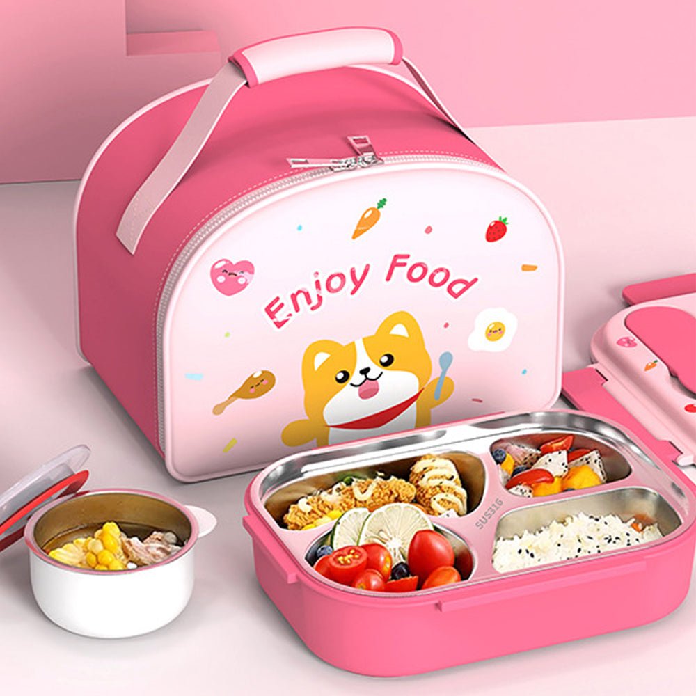 Little Surprise Box, Pink Foxy Big Size Stainless Steel Lunch Box /Tiffin with Insulated Matching Lunch Bag, stainless steel spoon and chopsticks for Kids and Adults - Little Surprise BoxLittle Surprise Box, Pink Foxy Big Size Stainless Steel Lunch Box /Tiffin with Insulated Matching Lunch Bag, stainless steel spoon and chopsticks for Kids and Adults