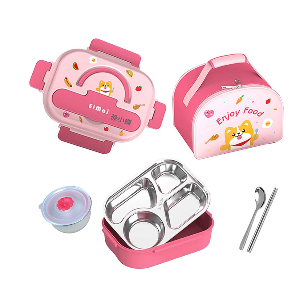 Little Surprise Box, Pink Foxy Big Size Stainless Steel Lunch Box /Tiffin with Insulated Matching Lunch Bag, stainless steel spoon and chopsticks for Kids and Adults - Little Surprise BoxLittle Surprise Box, Pink Foxy Big Size Stainless Steel Lunch Box /Tiffin with Insulated Matching Lunch Bag, stainless steel spoon and chopsticks for Kids and Adults