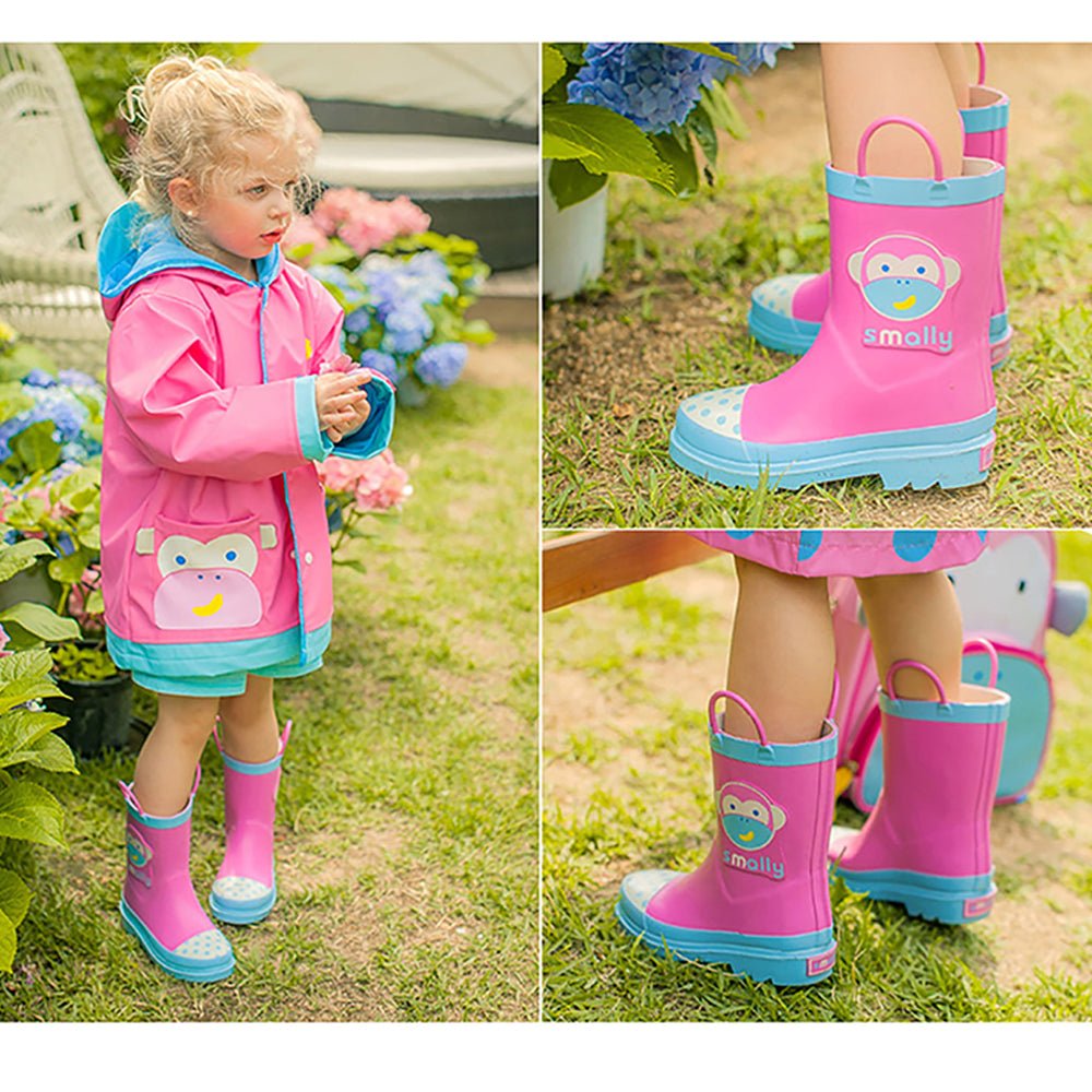 Little Surprise Box Pink Monkey Flexible Rubber Rain Gumboots for Toddlers and Kids - Little Surprise BoxLittle Surprise Box Pink Monkey Flexible Rubber Rain Gumboots for Toddlers and Kids