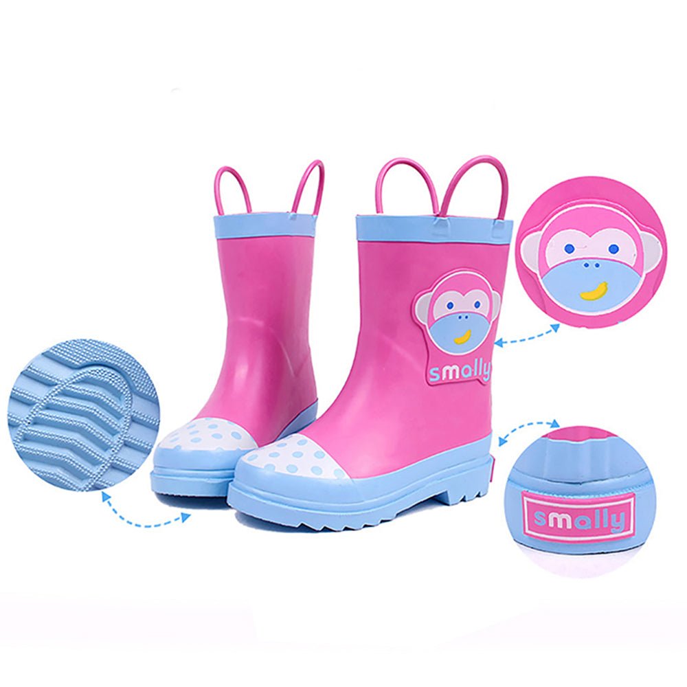 Little Surprise Box Pink Monkey Flexible Rubber Rain Gumboots for Toddlers and Kids - Little Surprise BoxLittle Surprise Box Pink Monkey Flexible Rubber Rain Gumboots for Toddlers and Kids