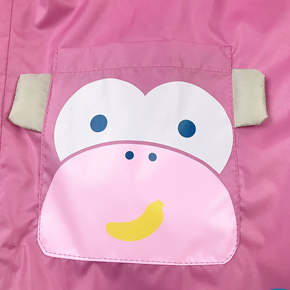 Little Surprise Box Pink Monkey Knee Length Raincoat for Kids - Little Surprise BoxLittle Surprise Box Pink Monkey Knee Length Raincoat for Kids