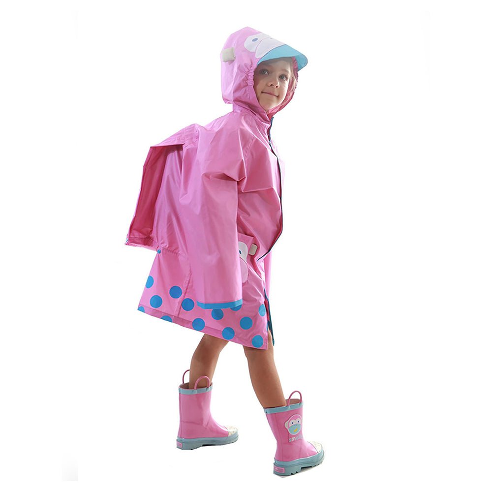 Little Surprise Box Pink Monkey Knee Length Raincoat for Kids - Little Surprise BoxLittle Surprise Box Pink Monkey Knee Length Raincoat for Kids