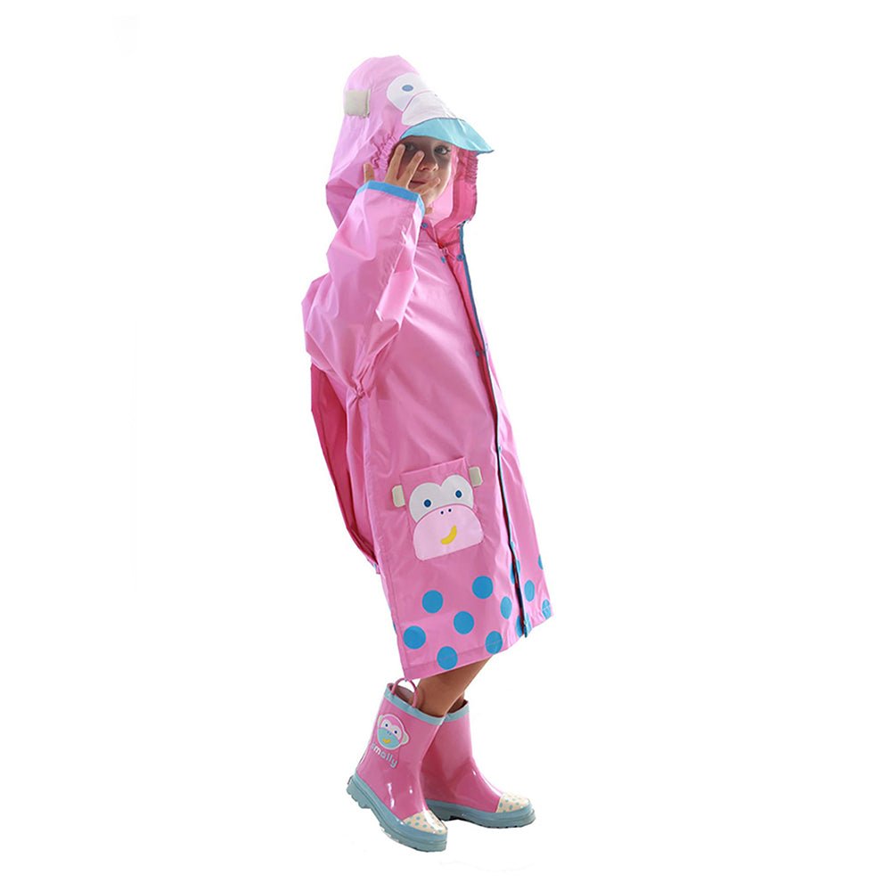 Little Surprise Box Pink Monkey Knee Length Raincoat for Kids - Little Surprise BoxLittle Surprise Box Pink Monkey Knee Length Raincoat for Kids