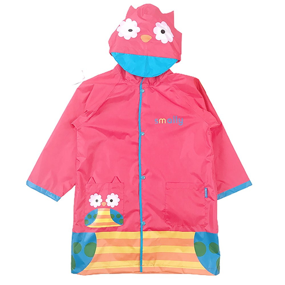 Little Surprise Box Pink Owl Stripes Knee Length Raincoat for Kids - Little Surprise BoxLittle Surprise Box Pink Owl Stripes Knee Length Raincoat for Kids