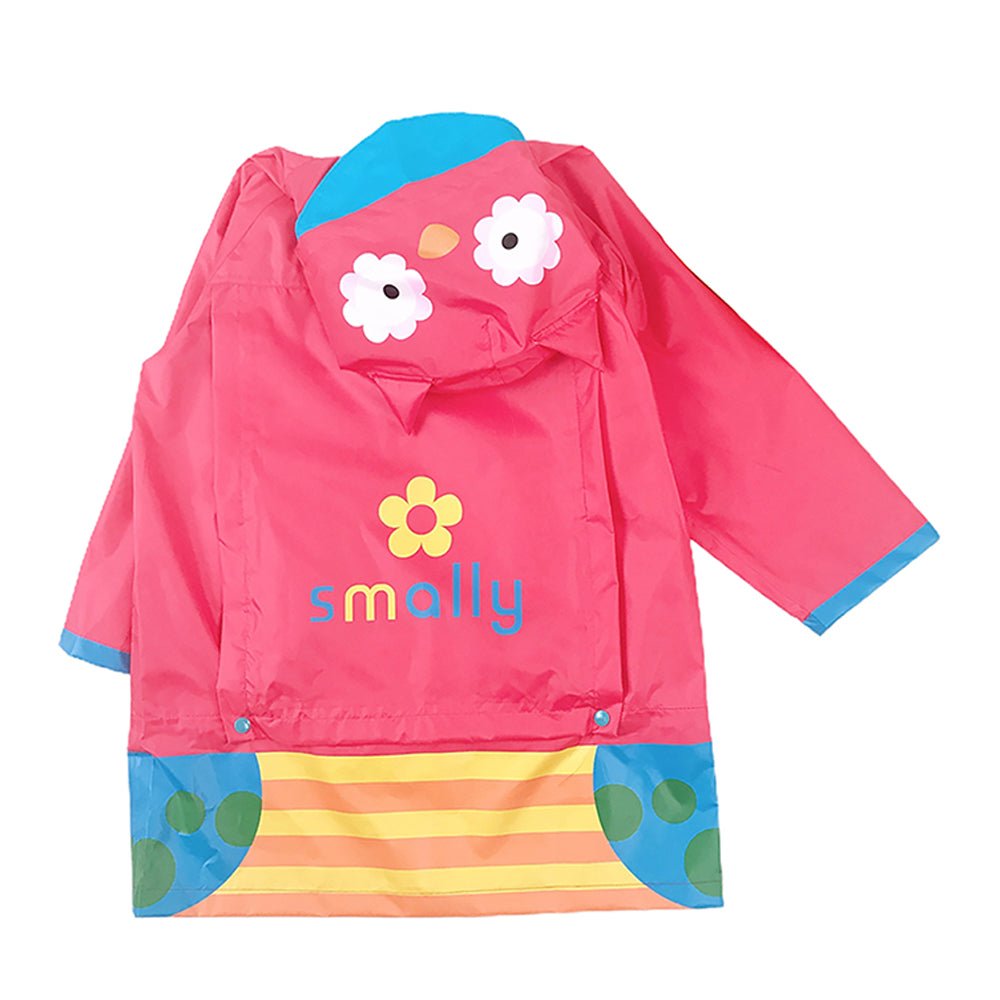 Little Surprise Box Pink Owl Stripes Knee Length Raincoat for Kids - Little Surprise BoxLittle Surprise Box Pink Owl Stripes Knee Length Raincoat for Kids