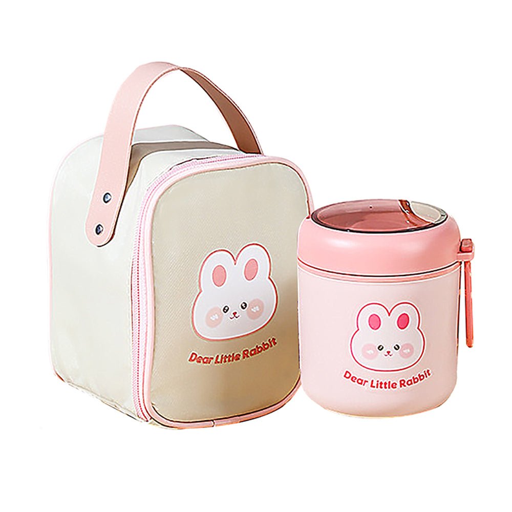 Little Surprise Box Pink Rabbit, Stainless Steel Soup Box /Tiffin with Insulated Vertical Tiffin Bag with detachable Spoon for Kids and Adults. - Little Surprise BoxLittle Surprise Box Pink Rabbit, Stainless Steel Soup Box /Tiffin with Insulated Vertical Tiffin Bag with detachable Spoon for Kids and Adults.