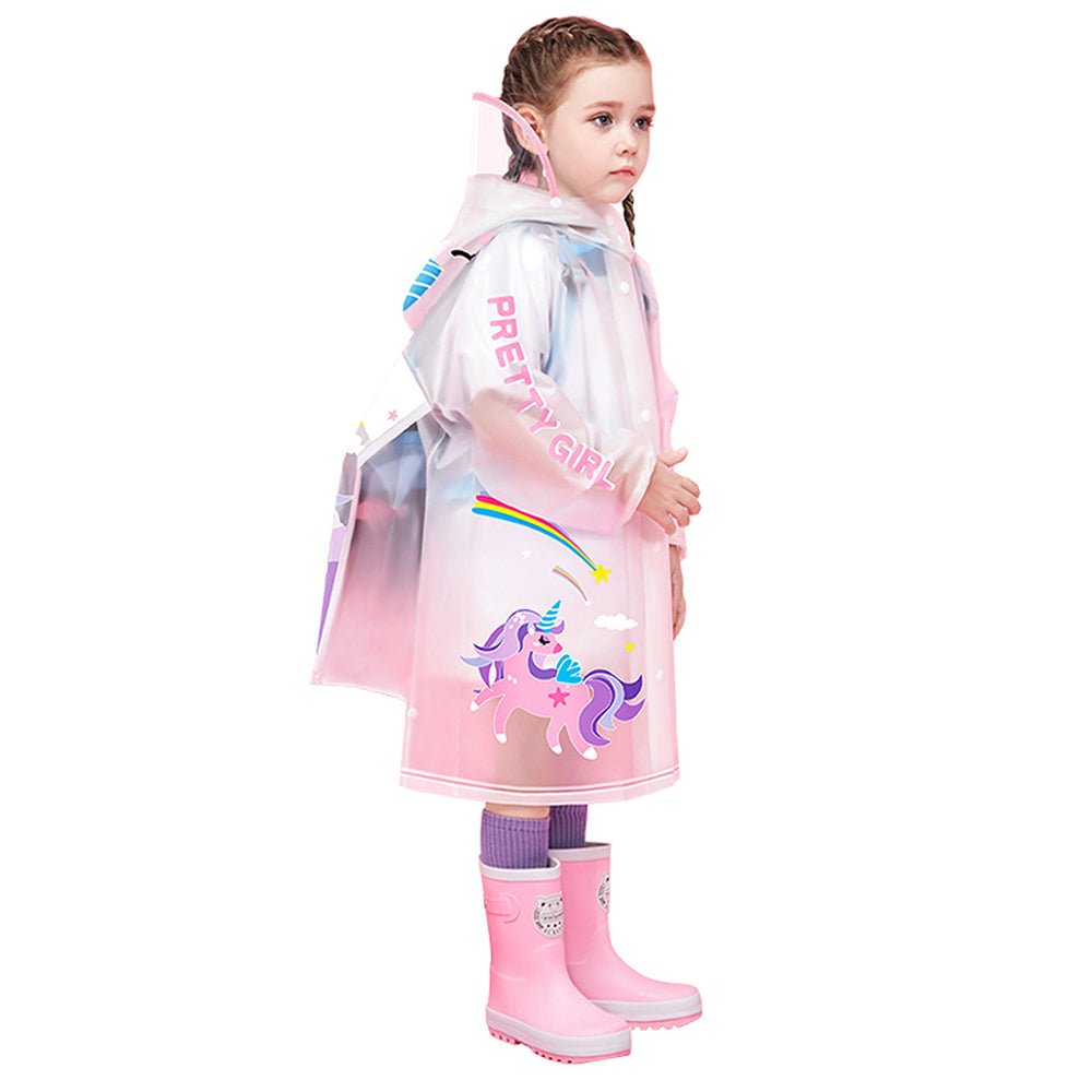 Little Surprise Box Pink Unicorn print Transluscent Raincoat for Kids - Little Surprise BoxLittle Surprise Box Pink Unicorn print Transluscent Raincoat for Kids