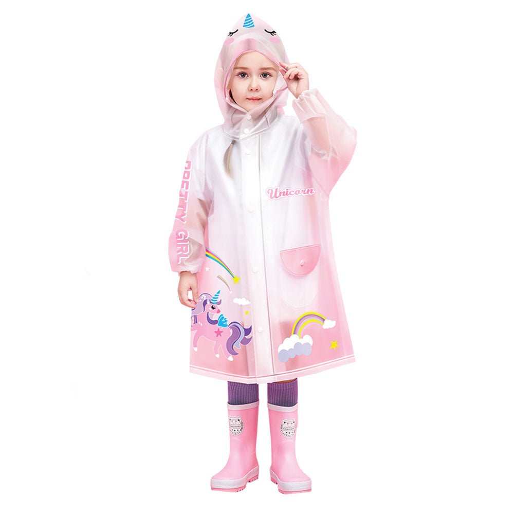 Little Surprise Box Pink Unicorn print Transluscent Raincoat for Kids - Little Surprise BoxLittle Surprise Box Pink Unicorn print Transluscent Raincoat for Kids