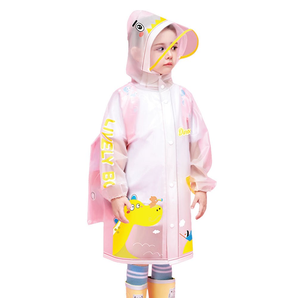 Little Surprise Box Yellow Dino print Transluscent Raincoat for Kids - Little Surprise BoxLittle Surprise Box Yellow Dino print Transluscent Raincoat for Kids