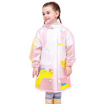 Little Surprise Box Yellow Dino print Transluscent Raincoat for Kids - Little Surprise BoxLittle Surprise Box Yellow Dino print Transluscent Raincoat for Kids