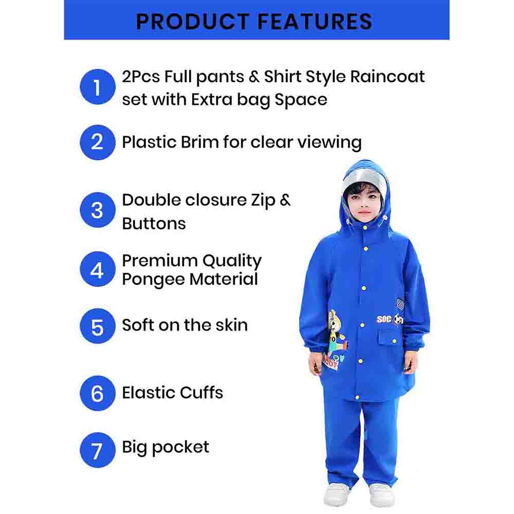 Little Surprise Box,2 pcs Blue Astronaut Full Shirt and Full Pants style Raincoat for Kids - Little Surprise BoxLittle Surprise Box,2 pcs Blue Astronaut Full Shirt and Full Pants style Raincoat for Kids