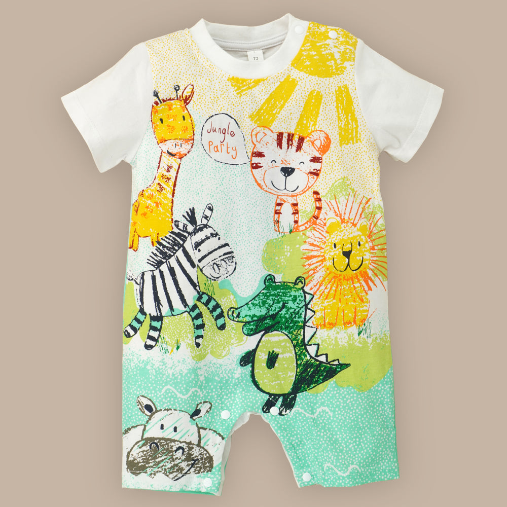Jungle Party Print Romper, 1-2 years Unisex Kids Wear