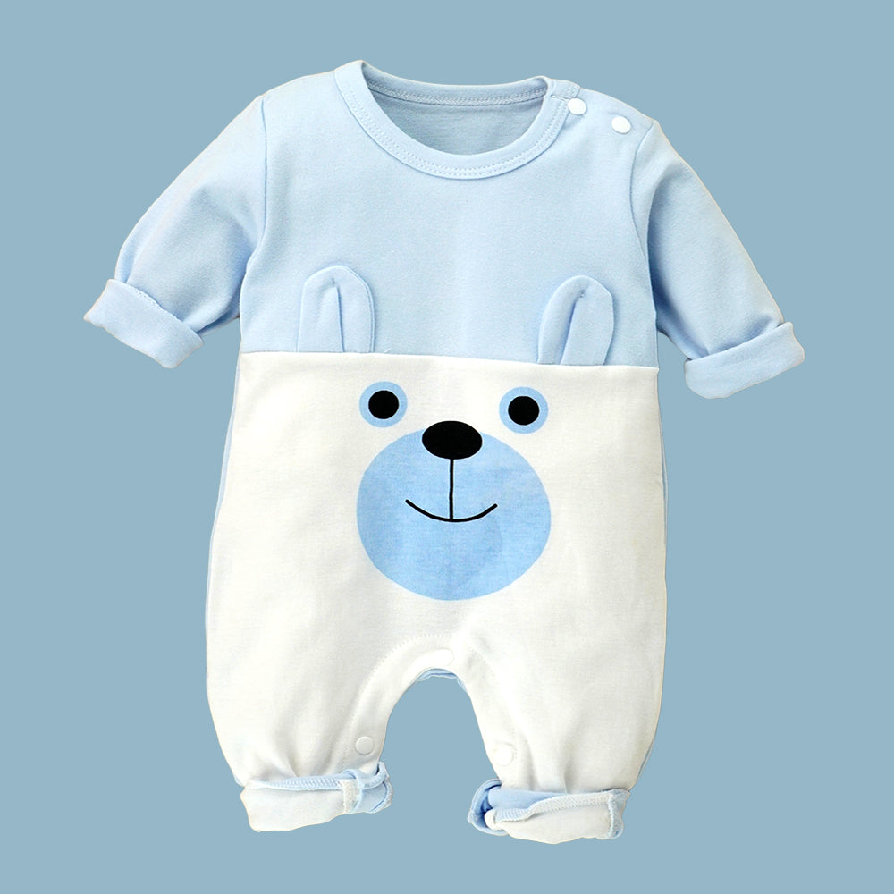 Blue & White Bunny Face Print Romper Unisex Kids Wear