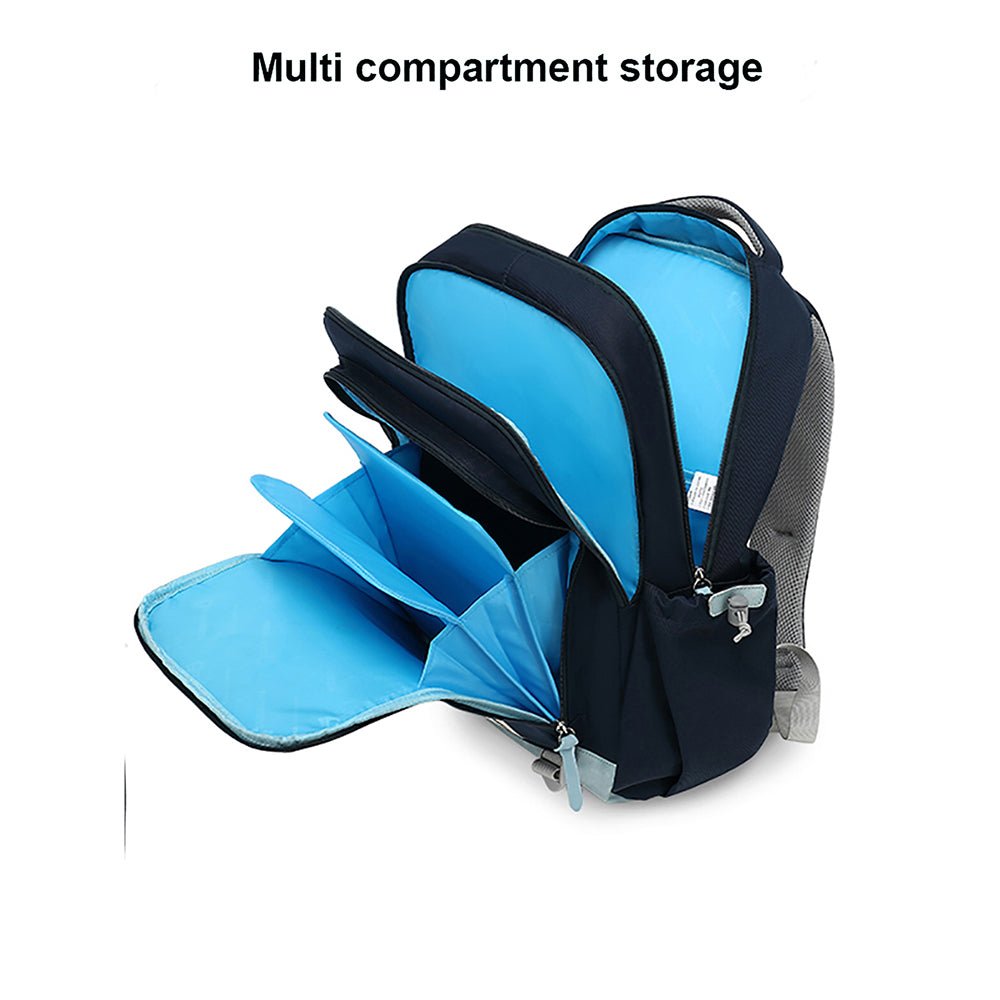 Navy Blue 2 stripes Ergonomic School Backpack for Kids - Little Surprise BoxNavy Blue 2 stripes Ergonomic School Backpack for Kids
