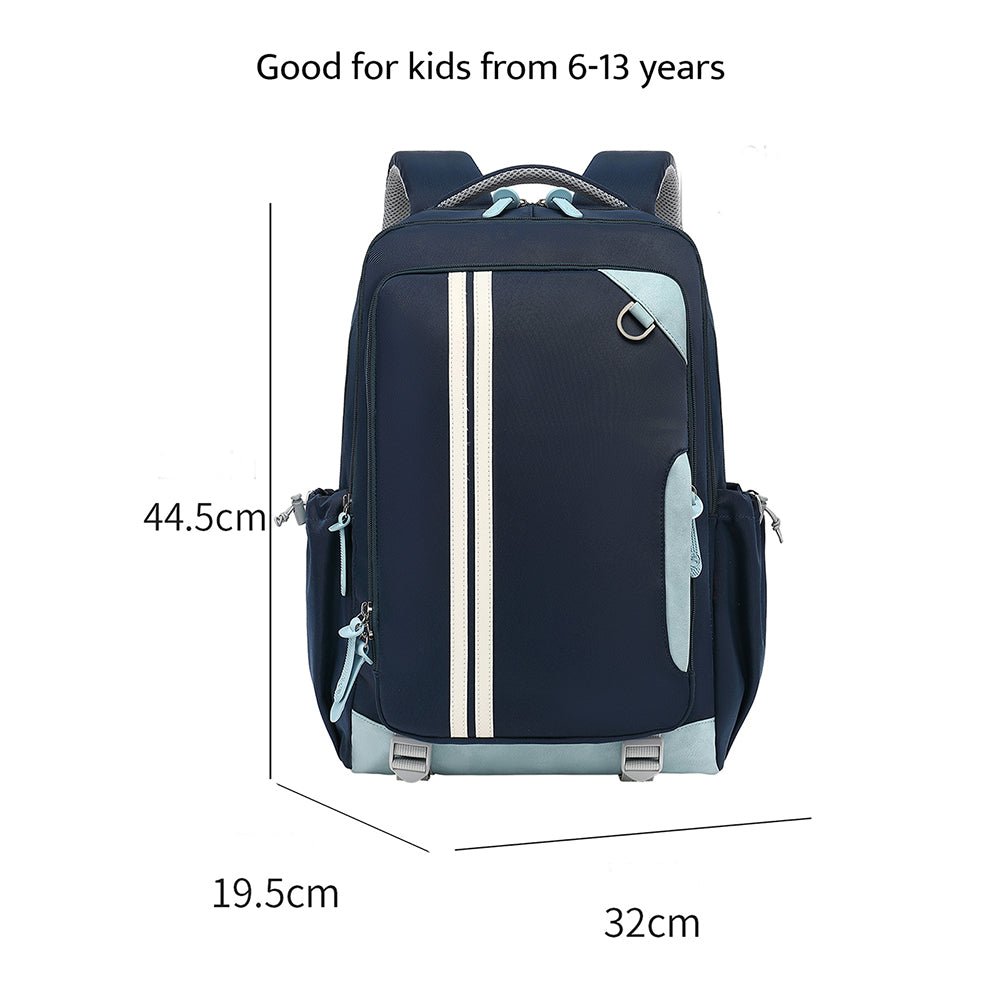 Navy Blue 2 stripes Ergonomic School Backpack for Kids - Little Surprise BoxNavy Blue 2 stripes Ergonomic School Backpack for Kids