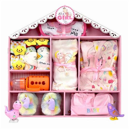 Newborn Baby Girl Wooden Dollhouse Gift Hamper (0-12 months) - Little Surprise BoxNewborn Baby Girl Wooden Dollhouse Gift Hamper (0-12 months)