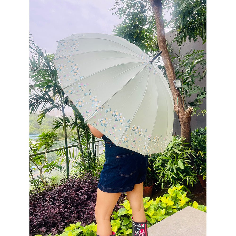 Olive Floral border Style Umbrella for Teens and Adults - Little Surprise BoxOlive Floral border Style Umbrella for Teens and Adults