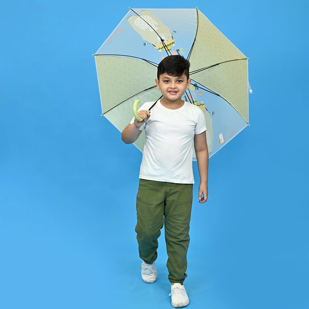 Olive Green, Translucent Rock and Roll Kelly Jo Teddy print with polka dots, Rain and All - season Umbrella for Kids & Adults - Little Surprise BoxOlive Green, Translucent Rock and Roll Kelly Jo Teddy print with polka dots, Rain and All - season Umbrella for Kids & Adults