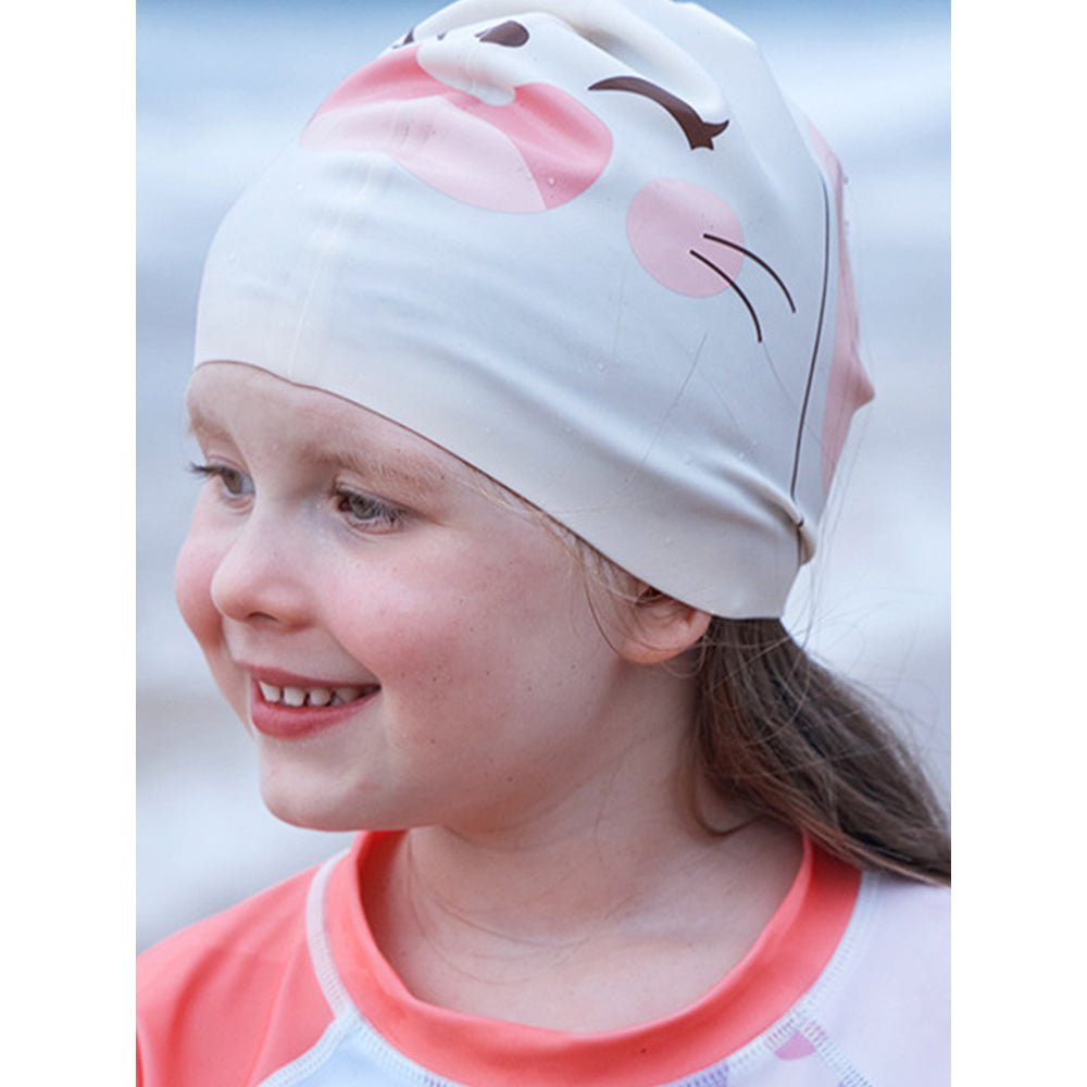Pale Pink 3d Unicorn Silicone Kids Swimming Cap for long Hair - Little Surprise BoxPale Pink 3d Unicorn Silicone Kids Swimming Cap for long Hair