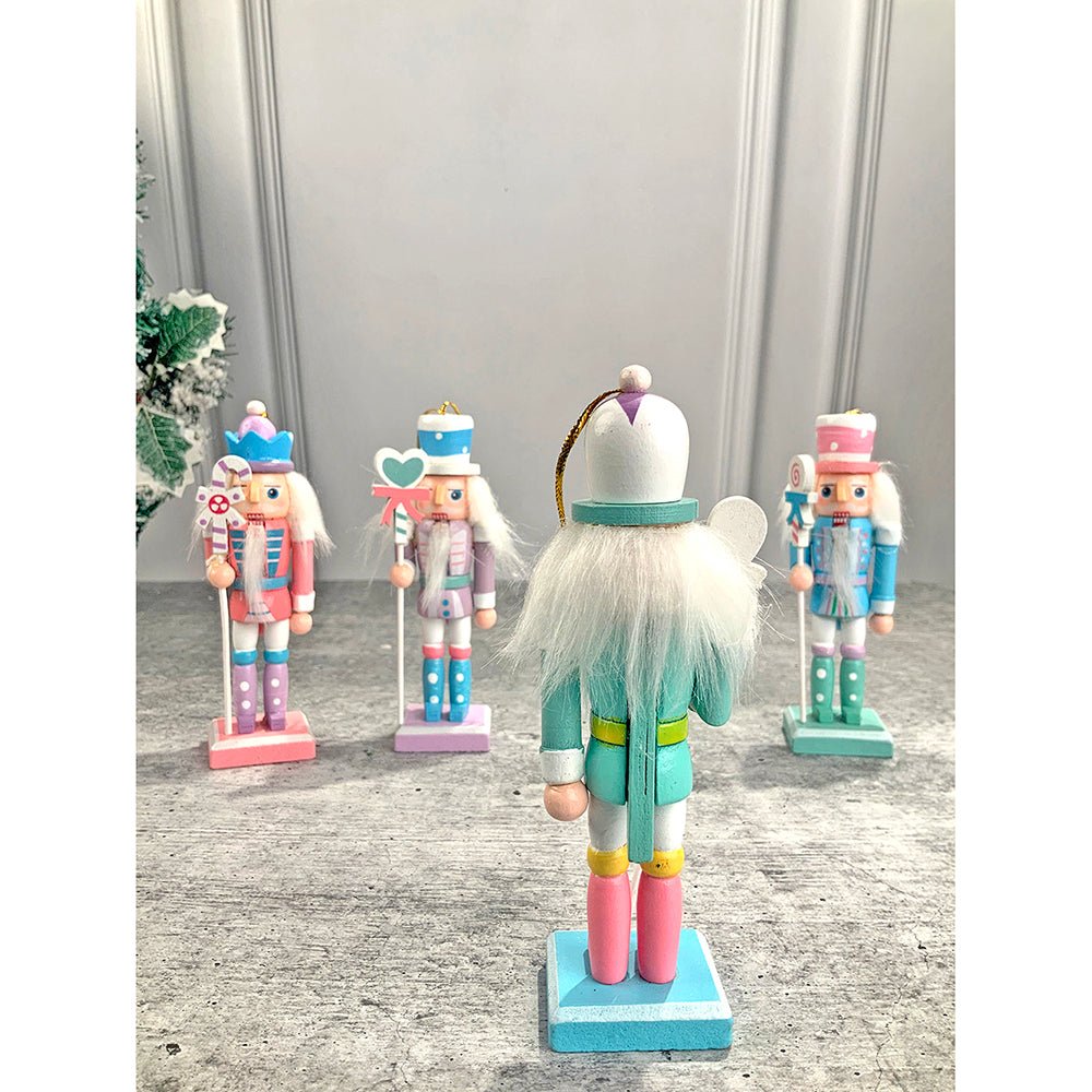 Pastel Candy theme, set of 4 Wooden Nutcrackers , Christmas Tree Ornaments - Little Surprise BoxPastel Candy theme, set of 4 Wooden Nutcrackers , Christmas Tree Ornaments