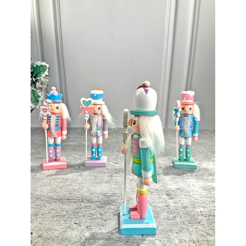 Pastel Candy theme, set of 4 Wooden Nutcrackers , Christmas Tree Ornaments - Little Surprise BoxPastel Candy theme, set of 4 Wooden Nutcrackers , Christmas Tree Ornaments