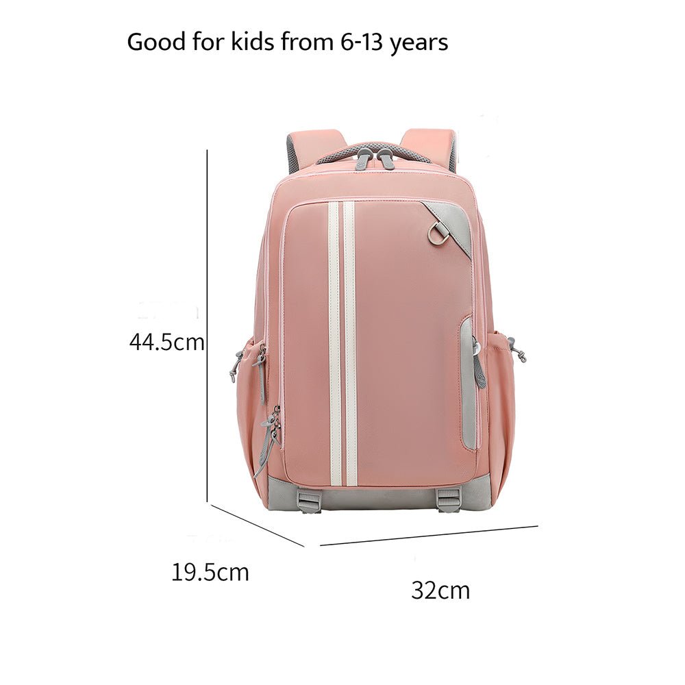 Peach 2 stripes Ergonomic School Backpack for Kids - Little Surprise BoxPeach 2 stripes Ergonomic School Backpack for Kids