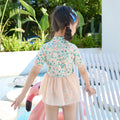 Peach & Green Small Floral Tutu Style Swimwear for Toddlers & Kids - Little Surprise BoxPeach & Green Small Floral Tutu Style Swimwear for Toddlers & Kids