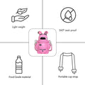 Pink Alien Spaceship Stainless Steel water Bottle for Kids, 470ml - Little Surprise BoxPink Alien Spaceship Stainless Steel water Bottle for Kids, 470ml